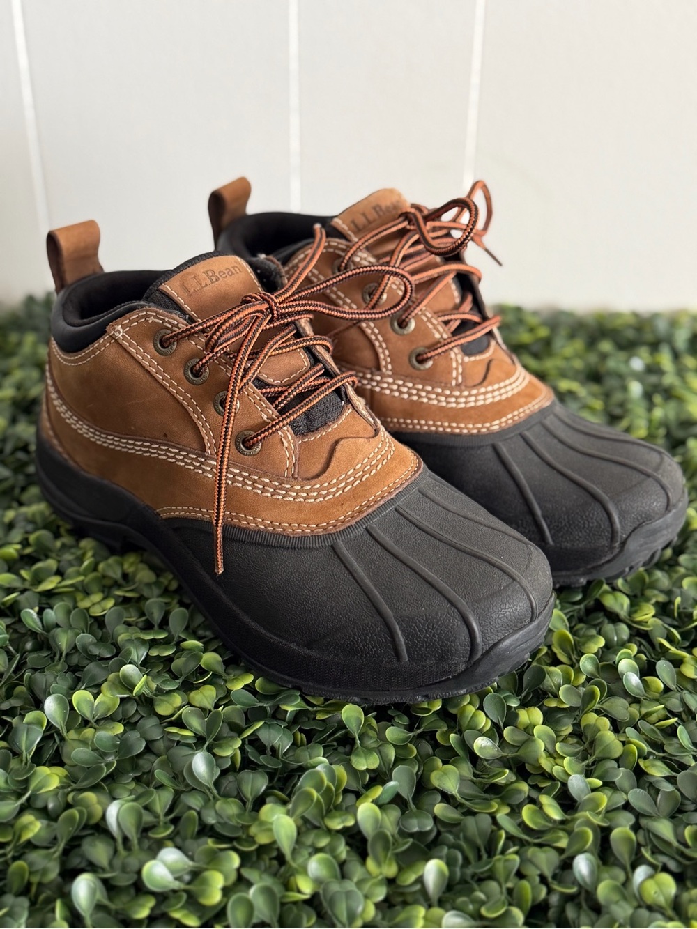 L.L. Bean Men’s Brown Leather and Black Rubber Duck Boots